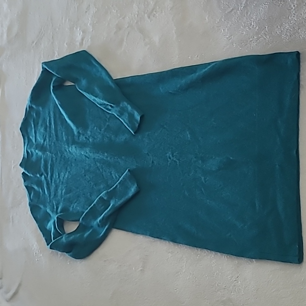J.Crew 100% Cashmere Sweater Dress Teal Green XS Long Sleeve Knit Midi Workwear - Picture 11 of 12